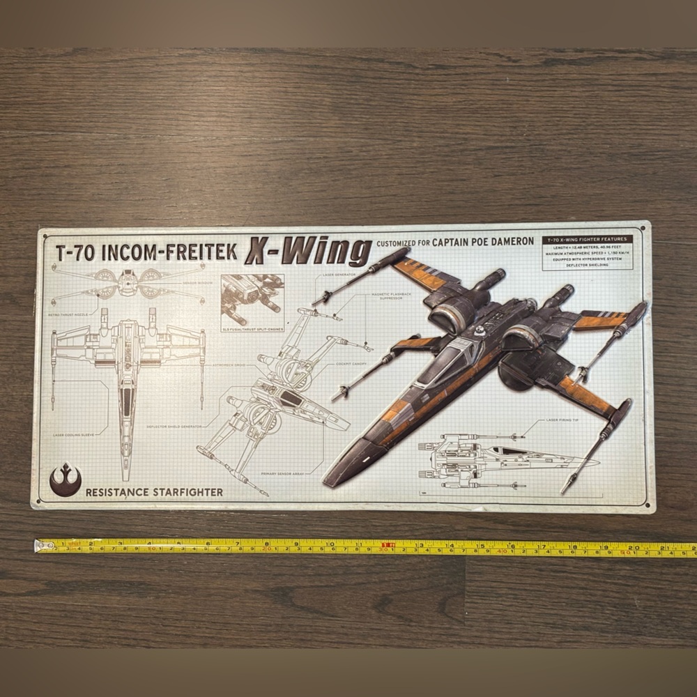 Star Wars T-70 X-Wing Fighter Metal Wall Decor, new
